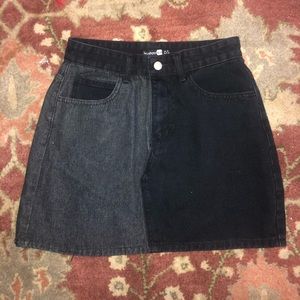 black jean mini skirt